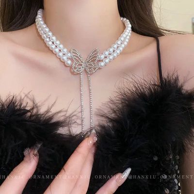 Big Butterfly 2leyar pearl choker_img_0