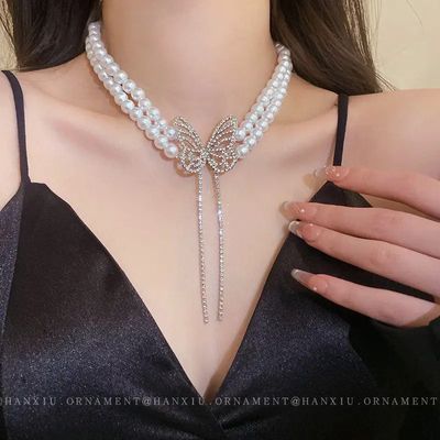 Big Butterfly 2leyar pearl choker_img_2