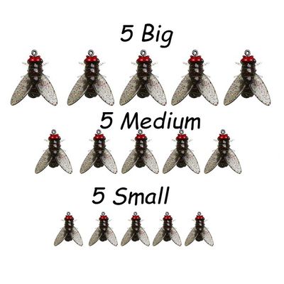 15 pcs Luya Soft Bait Fly Hook Bionic Fly Bait Insect Micro Object Horse Mouth Cocked Mouth Luofei Fake Bait_img_0