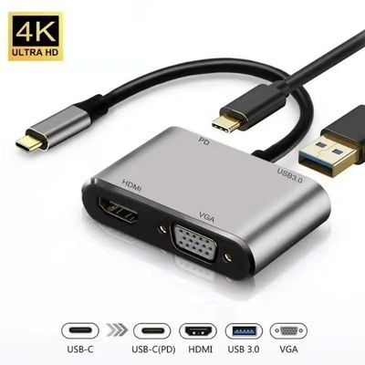 4 in 1 Combo Video Conver | Type C to VGA | Type C to HDMI | Type C-Video Adapters | Converter OTG USB Type-C to HDMI/VGA/USB 3.0/PD_img_1