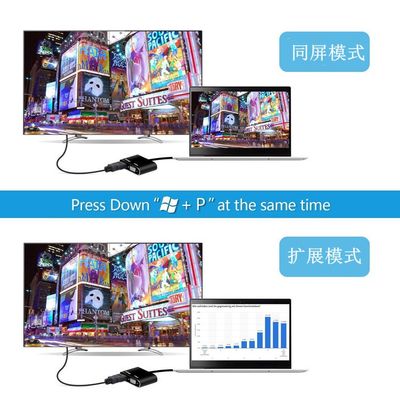 2 in 1 USB 3.0 to HDMI VGA Adapter 1080P, Built-in Driver, Support HDMI VGA Sync Output for Windows 10/8 / 7 Only, NOT Mac OS/Linux/Vista, USB to HDMI VGA HUB. (Black)_img_2