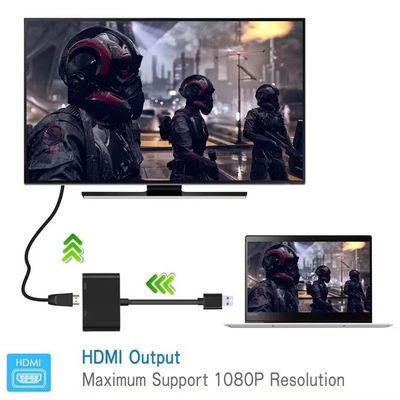 2 in 1 USB 3.0 to HDMI VGA Adapter 1080P, Built-in Driver, Support HDMI VGA Sync Output for Windows 10/8 / 7 Only, NOT Mac OS/Linux/Vista, USB to HDMI VGA HUB. (Black)_img_4