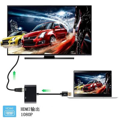 2 in 1 USB 3.0 to HDMI VGA Adapter 1080P, Built-in Driver, Support HDMI VGA Sync Output for Windows 10/8 / 7 Only, NOT Mac OS/Linux/Vista, USB to HDMI VGA HUB. (Black)_img_7