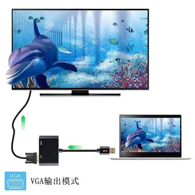 2 in 1 USB 3.0 to HDMI VGA Adapter 1080P, Built-in Driver, Support HDMI VGA Sync Output for Windows 10/8 / 7 Only, NOT Mac OS/Linux/Vista, USB to HDMI VGA HUB. (Black)_img_8