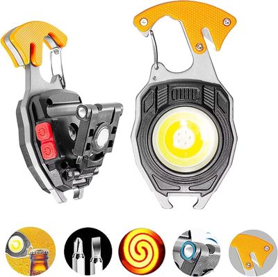 COB LED Keychain Flashlight, 800 Lumens Rechargeable Torch with 7 Modes, Built-in Lighter, Screwdriver, Whistle & Bottle Opener – Emergency Outdoor Camping Light_img_1