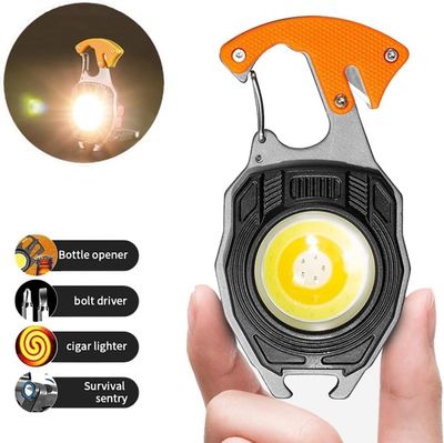 COB LED Keychain Flashlight, 800 Lumens Rechargeable Torch with 7 Modes, Built-in Lighter, Screwdriver, Whistle & Bottle Opener – Emergency Outdoor Camping Light_img_2