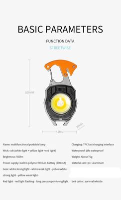 COB LED Keychain Flashlight, 800 Lumens Rechargeable Torch with 7 Modes, Built-in Lighter, Screwdriver, Whistle & Bottle Opener – Emergency Outdoor Camping Light_img_16