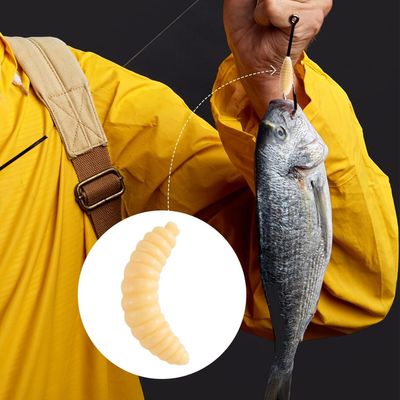 Grape Bug Maggot Worm Native 50pcs Set Creamy Color Glow in the Dark Clear Black Bass Trout Chin Yamame Area Management Fishing Rivers Stream Black Bass Fishing Bass Fishing Lake Dam Bluegill Carp_img_7