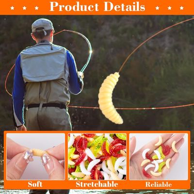 Grape Bug Maggot Worm Native 50pcs Set Creamy Color Glow in the Dark Clear Black Bass Trout Chin Yamame Area Management Fishing Rivers Stream Black Bass Fishing Bass Fishing Lake Dam Bluegill Carp_img_8