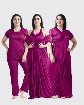 4 Part Premium Nightwear Combo ( Magenta)_img_0