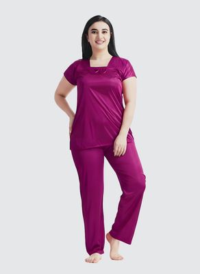 4 Part Premium Nightwear Combo ( Magenta)_img_3