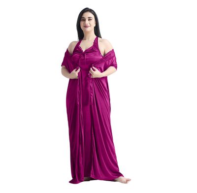 4 Part Premium Nightwear Combo ( Magenta)_img_4