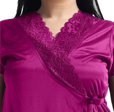 4 Part Premium Nightwear Combo ( Magenta)_img_5