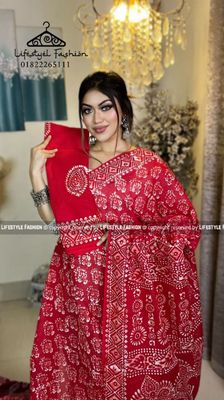 প্রিমিয়াম কোয়ালিটি সুতি বাটিক শাড়ি  (LF-C-283)_img_0