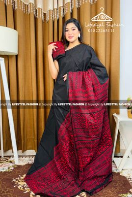 প্রিমিয়াম কোয়ালিটি সুতি বাটিক শাড়ি  (LF-C-284)_img_0