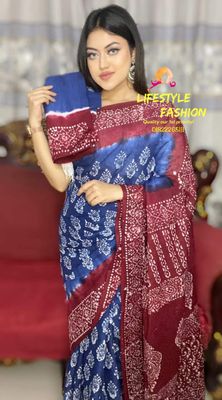 প্রিমিয়াম কোয়ালিটি সুতি বাটিক শাড়ি  (LF-C-629)_img_0