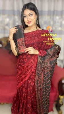 প্রিমিয়াম কোয়ালিটি সুতি বাটিক শাড়ি  (LF-C-621)_img_0