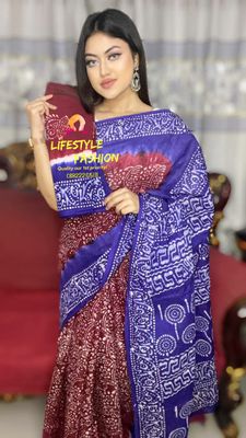 প্রিমিয়াম কোয়ালিটি সুতি বাটিক শাড়ি  (LF-C-418)_img_0