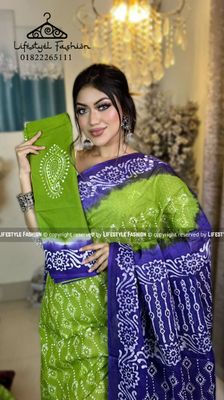 প্রিমিয়াম কোয়ালিটি সুতি বাটিক শাড়ি  (LF-C-075)_img_0