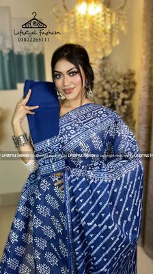 প্রিমিয়াম কোয়ালিটি সুতি বাটিক শাড়ি  (LF-C-629)_img_0