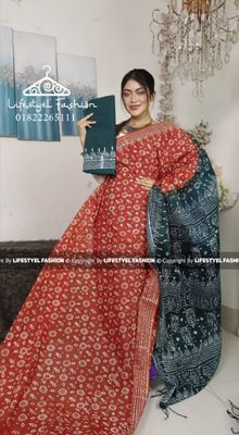 প্রিমিয়াম কোয়ালিটি সুতি বাটিক শাড়ি  (LF-C-152)_img_0