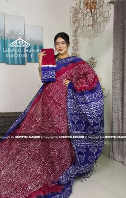 প্রিমিয়াম কোয়ালিটি সুতি বাটিক শাড়ি  (LF-C-383)_img_0