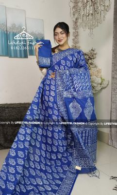 প্রিমিয়াম কোয়ালিটি সুতি বাটিক শাড়ি  (LF-C-196)_img_0