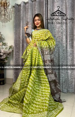 প্রিমিয়াম কোয়ালিটি সুতি বাটিক শাড়ি  (LF-C-712)_img_0