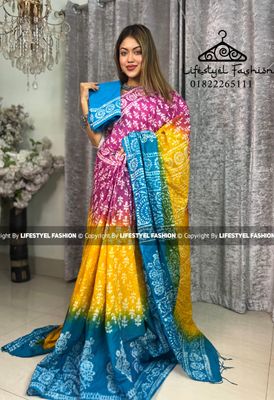 প্রিমিয়াম কোয়ালিটি সুতি বাটিক শাড়ি  (LF-C-714)_img_0