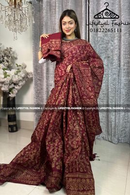 প্রিমিয়াম কোয়ালিটি সুতি বাটিক শাড়ি  (LF-C-721)_img_0
