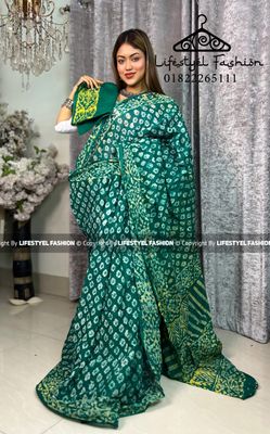 প্রিমিয়াম কোয়ালিটি সুতি বাটিক শাড়ি  (LF-C-741)_img_0
