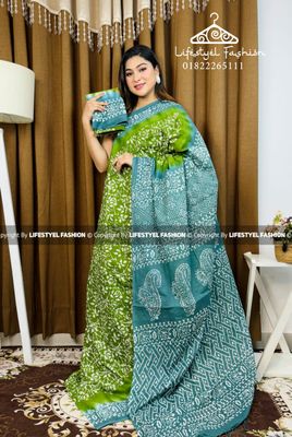 প্রিমিয়াম কোয়ালিটি সুতি বাটিক শাড়ি (LF-C-755)_img_0