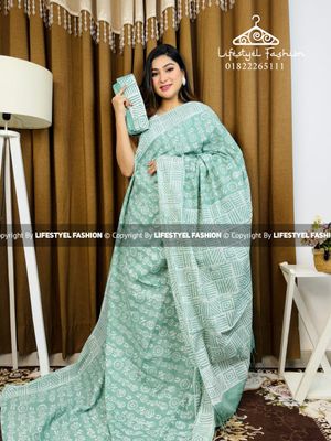 প্রিমিয়াম কোয়ালিটি সুতি বাটিক শাড়ি (LF-C-761)_img_0