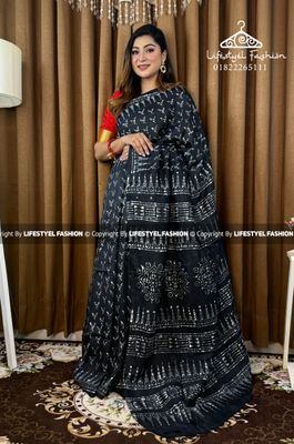 প্রিমিয়াম কোয়ালিটি সিল্ক বাটিক শাড়ি (LF-C-151)_img_0