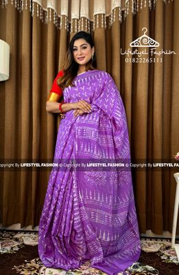 প্রিমিয়াম কোয়ালিটি সিল্ক বাটিক শাড়ি (LF-C-152)_img_0