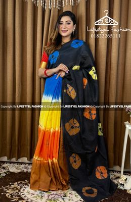 প্রিমিয়াম কোয়ালিটি সিল্ক বাটিক শাড়ি (LF-C-164)_img_0