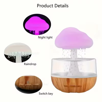 Mushroom Cloud Humidifier with LED Night Light in Bangladesh – USB Rechargeable Aroma Diffuser with Multi-Color Rainfall Effect_img_5