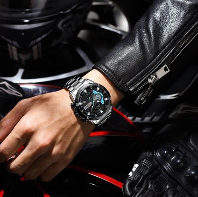 Curren 8402 Gents Chain Watch- Black Dial- Black Bezel- Silver Chain- TF Code CR859CM_img_2