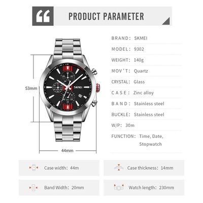 SKMEI 9302 high quality silver mens watch_img_1