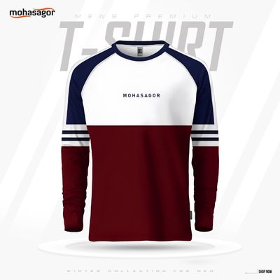 Men's Contrast Design T-Shirt- Maroon_img_0