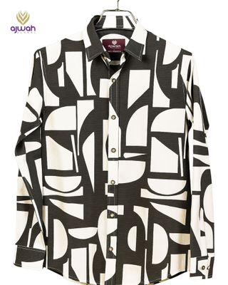 Black & White Modern Print Shirt for Men_img_1