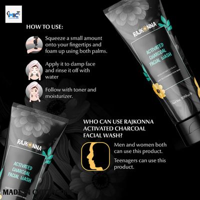 Rajkonna Activated Charcoal Facial Wash With Honey Extract 100ml_img_1