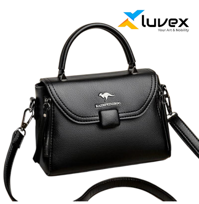 Luxury Designer Fashion High Quality Leather Kangaroo Handbag (Black)_img_0