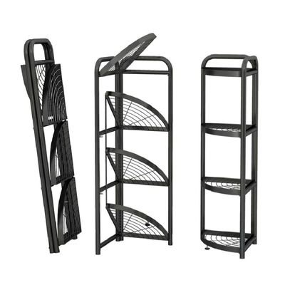 Black Carbon Steel 4-Tier Foldable Corner Shelf ._img_2