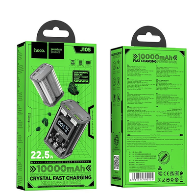 Hoco J105 22.5W Crystal Fast Charging Power Bank 10000 mAh – Gray Color_img_1