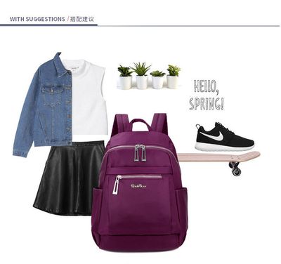Nylon Backpack Durable Waterproof Casual Shoulder Bag (Meroon)_img_4