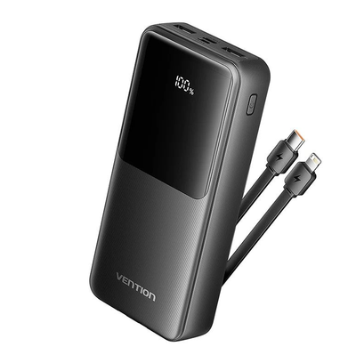 Vention 22.5W 20000mAh Power Bank with Built-in USB-C and Lightning Cables_img_0