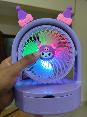 Mini USB Desktop Stand Mute Fan High Speed Small Fans with LED Light Portable Handheld Rechargeable Fan Table Fan Home, Office, Study & night activity_img_0