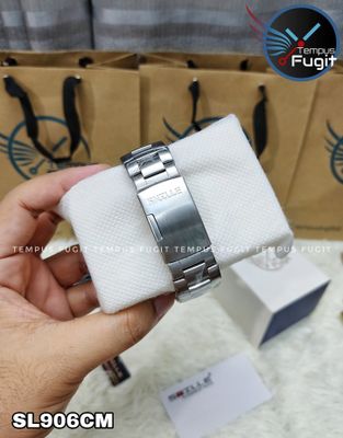 SNILLE 3010G Gents Chain Watch- Black Dial- Black+Orange Bezel- Silver Chain- TF Code SL906CM_img_5