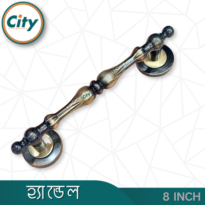 ৮ ইঞ্চি দরজার হ্যান্ডেল এন্টিক ব্রাস পালিশ করা দরজার হাতল কাঠের দরজার হ্যান্ডেল_img_1